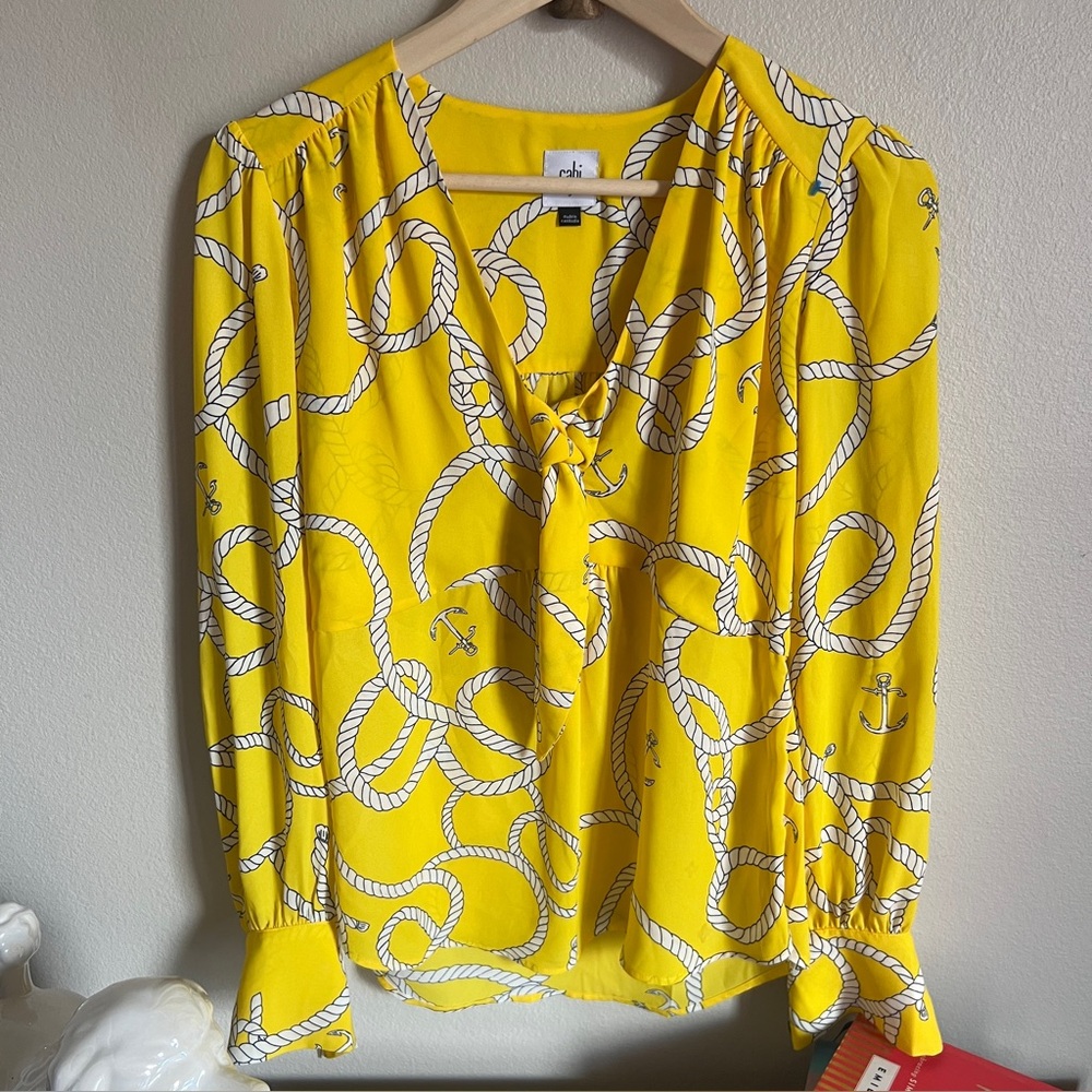 Cabi Yellow Nautical  Reef ‎ Knot   Blouse Top Small  . #5707 - Picture 2 of 9